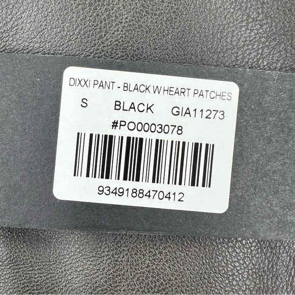 I.AM.GIA NWT Dixxi Pant in Black Faux Leather Heart Patches size Small - Picture 6 of 10